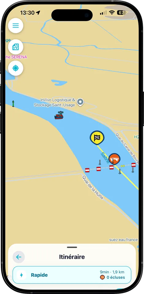 Fluvigo — croisement AIS avec un cargo